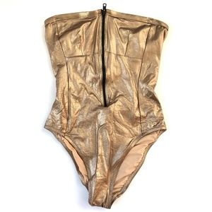 J. Crew Gold Metallic Zip One Piece NWOT